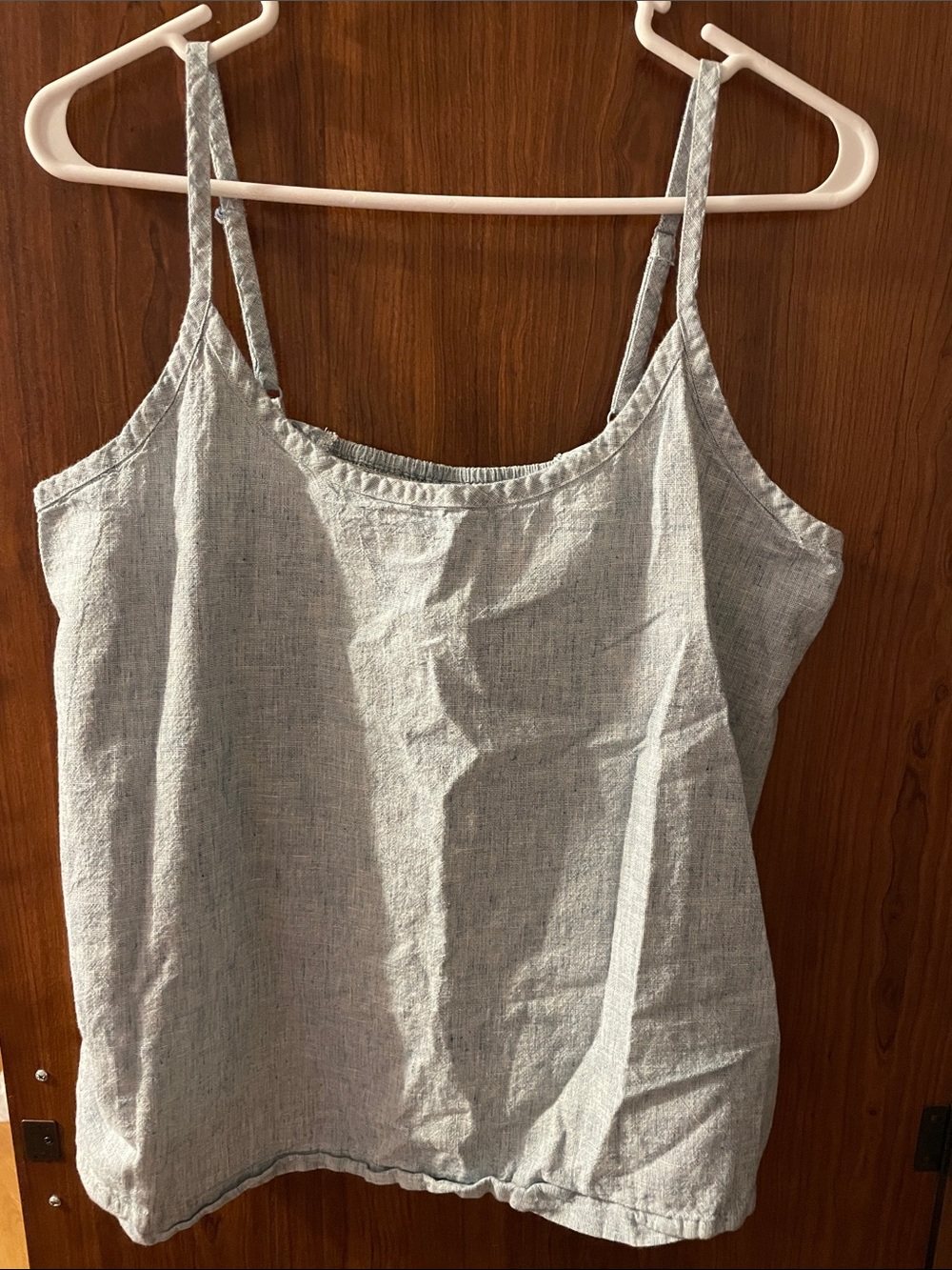 Light Lt Blue Linen-Blend Spaghetti Strap Tank